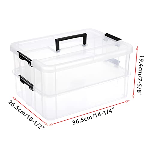 BTSKY 2 Layer Stack & Carry Box, Plastic Storage Container Box with Lid - color: Black