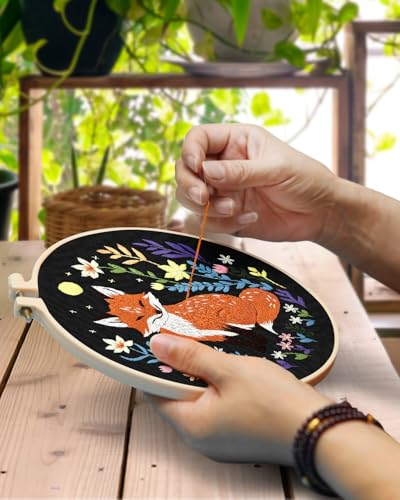 TINDTOP Embroidery Kit for Beginners Adult, Fox Embroidery Kit - color: Fox