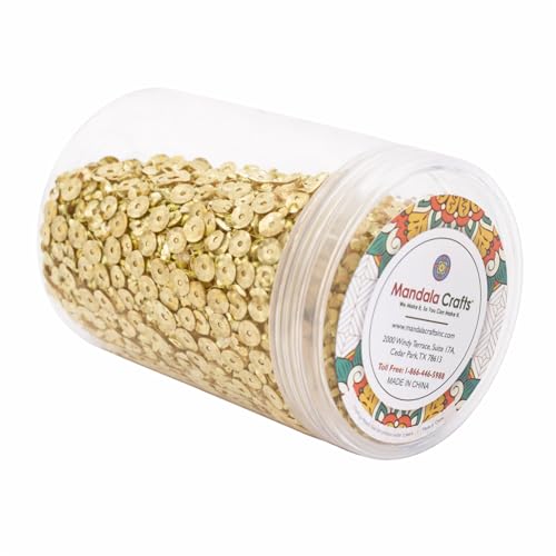 Mandala Crafts 6mm Cup Holographic Beige Sequins for Sewing Embroidery - color: Holographic Beige, size: 6mm Cup Sequins