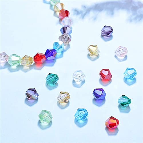 1200pcs 2mm Crystal Bicone Glass Seed Beads, 12-Grid Plated AB Color Faceted Loose Beads for Jewelry Making DIY Bracelet Necklace Findings Earrings Accessories