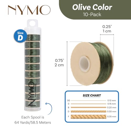 The Beadsmith Nymo Thread, Made of Nylon - size: Size D, 64 Yards, style: Olive