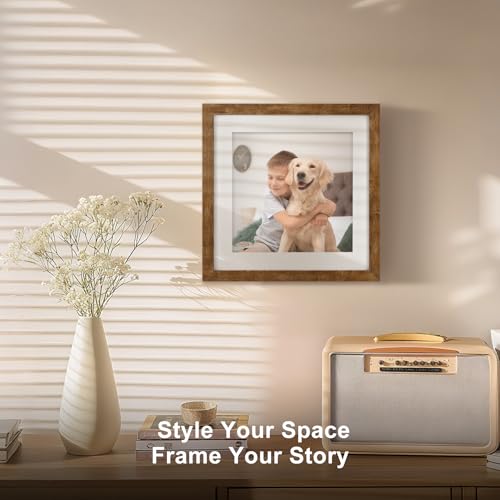 TOFOREVO 11x11 Picture Frames with 8x8 Mat Set of 2, Rustic Brown - color: Rustic Wood, size: 11x11