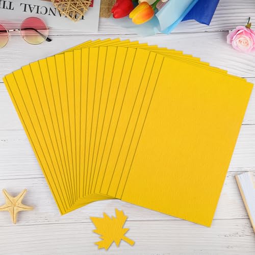 NACHLYNN Self Adhesive Felt Fabric Sheets 7"x11.5" /18x29cm Sticky Back Felt Fabric for Crafts Art Project DIY Sewing Patchwork Decoration (11, Yellow) - color: Yellow