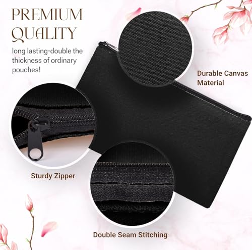 40pcs Black canvas Zipper Pouch Makeup Bags Bulk Pencil Case, Smooth Zipper - color: Black, size: 8.3x4.7