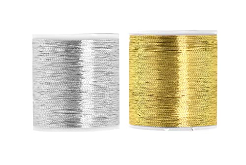 Mandala Crafts Metallic Gold and Silver Embroidery Floss for Sewing 218 Yds - color: Gold and Silver, size: 200M 218 Yards