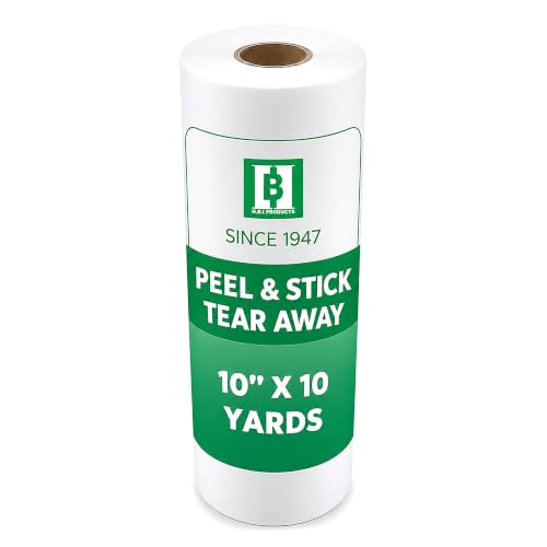 HBI H.B.I. PRODUCTS H.B.I. Peel & Stick Tear Away stabilizer for Embroidery Roll, 10" x 10 Yards, 1.5 oz Embroidery Stabilizer, Embroidery Backing for Machine, Tear Away Embroidery Stabilizer Roll. - size: 10" x 10 Yds