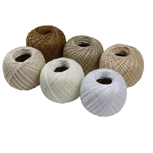 KCS Mercerized Pearl Cotton Thread Size 8 Crochet Needlework Embroidery Threads Ball (6, 01) - color: 01