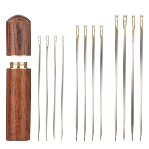 48Pcs Large Eye Sharp Needles, Self Threading Needles for Hand Sewing, Easy to Thread Big Eye Sewing Needles, Embroidery Needles Blind Needles in 3 Sizes 1.42/1.5/1.65 in for DIY Embroidery Sewing