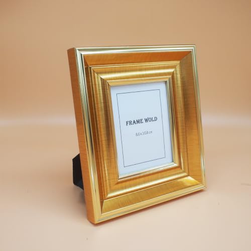 3x4 Gold Picture Frame, Real Glass, MDF, Black Backing, Wall/Tabletop - color: Gold, size: 3x4