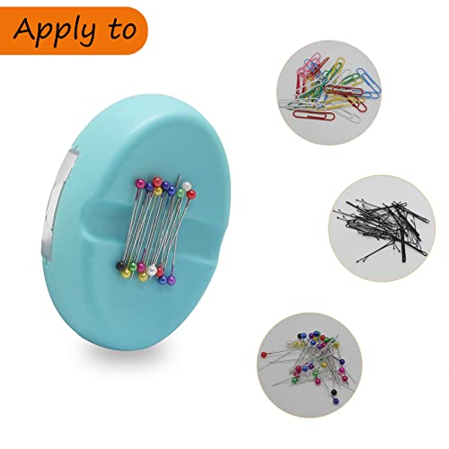 YEQIN Magnetic Sewing Pincushion with 15 Plastic Head Pins, Magnetic Pins Holder for Sewing Quilting, Pins, Paper Clips, Screws (Lake Blue) - color: Lake blue
