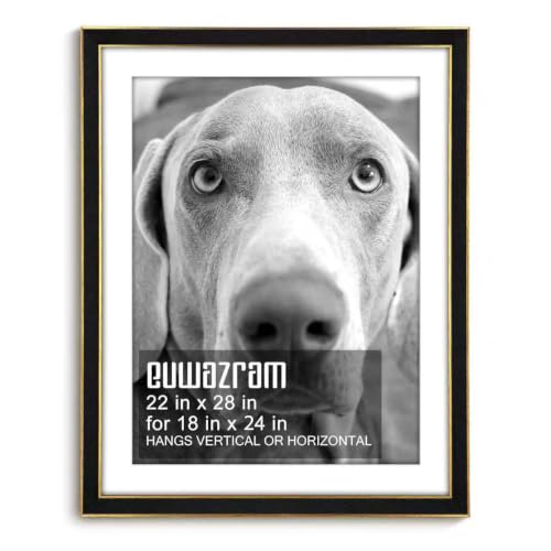 Suede 22x28 Frame - Single Frame, Christmas Elegant Black 22 x 28 Poster Frame with Mat for 18x24, 22x28 Picture Frames for Artwork, Puzzles, Photos and Movie Posters - color: Black, size: 22" x 28" / 18" x 24" mat