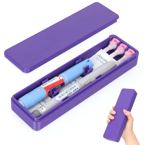 YOUSHARES Travel Case for GLP-1 Pens, Portable Insulin Pen Case with Adjustable Slots for Different Sized GLP1 Pens, Waterproof Storage Organizer Diabetes Pen Protector for Travel and Daily Use - color: P2_purple