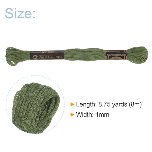 HARFINGTON 12 Skeins Embroidery Floss 8m Each Egyptian Long Fiber Cotton Cross Stitch Thread 26S/2x6 for Embroidery Projects Bracelet, Dark Green - color: Dark Green