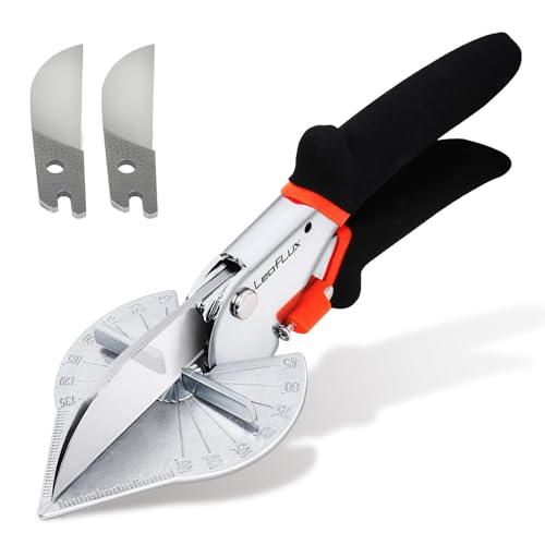 LeafLux Miter Shears for Wood Trim, Adjustable 45 to 135 Degree Handheld Tool, Multi Angle, Multifunctional Trunking Shears for Moulding, Mitre Cutting, Quarter Round, Includes 2 Blades | LFXP3101S - size: 3101S with 2 blades