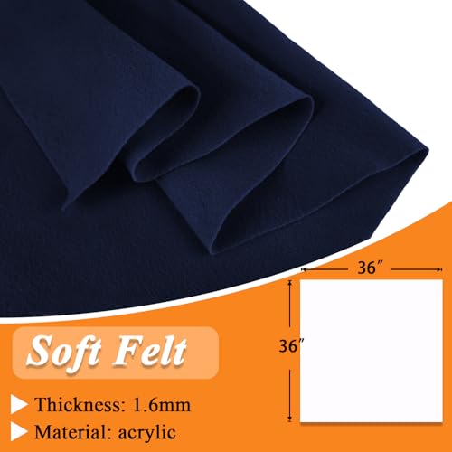 IONTACH 36" X 36" Navy Blue Soft Felt Fabric 1.6mm Thick - color: Navy Blue, size: Soft - 36" X 36"