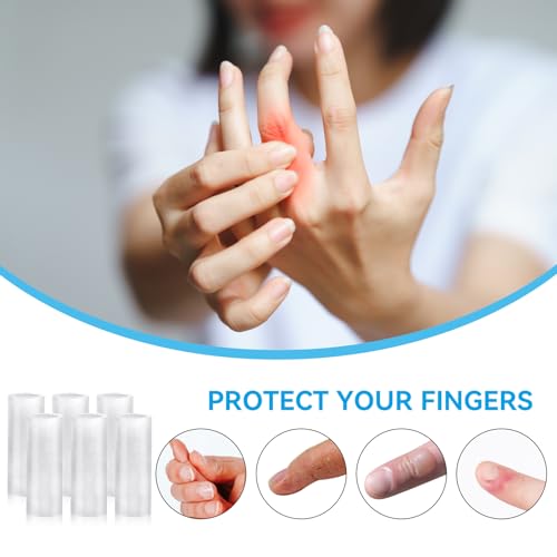 salbsever 20 Pcs Finger Sleeves Protectors Silicone Finger Sleeve Gel Finger Sleeve Protectors Finger Covers Cushions and Protects Rubber Finger Shields Provide Relief forCracked Finger