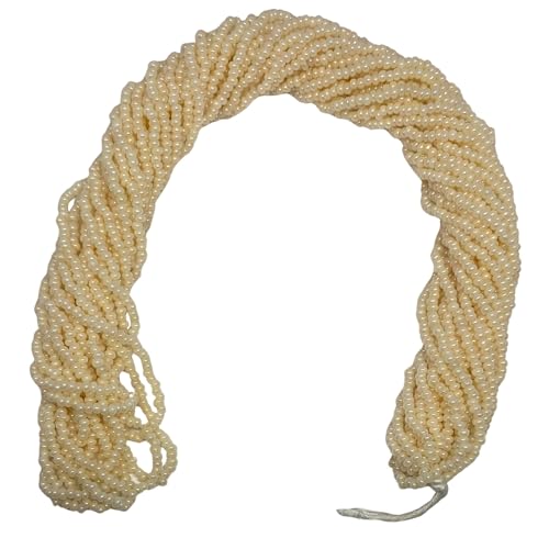 11/0 Glass Seed Beads, 12 String Hanks, Small Craft Beads, 2 mm (Cream) - color: Cream