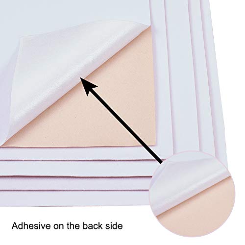 BENECREAT 20PCS White Velvet Fabric Sticky Back Adhesive Sheets 8.3"x11.8" Soft Self Adhesive Felt Fabric for Christmas Art Decoration, Drawer Liner, Craft Making