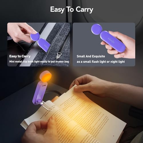 VAVOFO USB Rechargeable Book Light, Bookmark Clip on LED Reading Light - color: Dark Purple