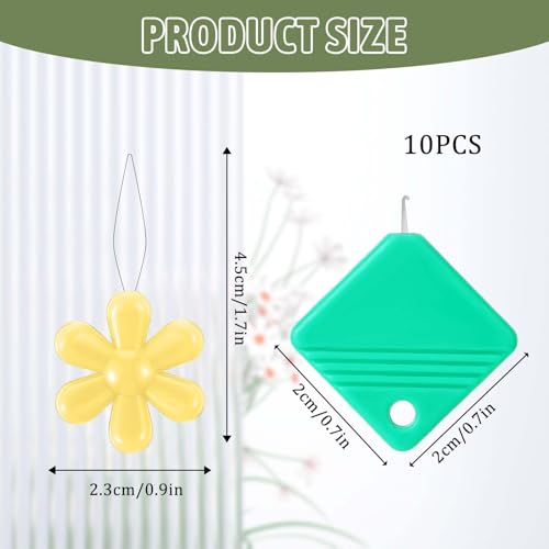 10 Pcs Threading Tool, Flower Head Sewing Machine Needle Threaders Kit Squre Plastic Needles Threader for Hand Sewing, Embroidery Supplies for Cross Stitch Craft, Embroidery Floss, Repair Clothing - style: Square, Flower