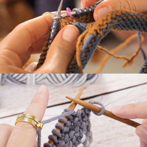 10 Pack Knitting Crochet Loop Ring, Crochet Accessories Crochet Stuff Adjustable Crochet Ring Finger Yarn Guide Knitting Tension Rings for Crocheting, Knitting Thimbles for Crochet- Multicolor - color: Multi-color, size: 10PCS