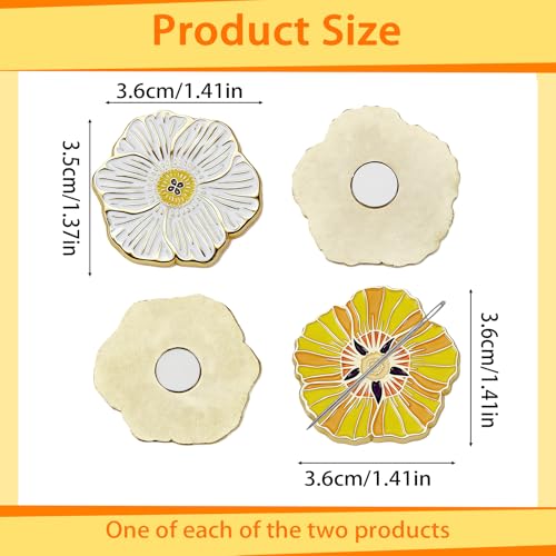 2Pcs Metal Magnetic Needle Minder, Flower Magnetic Needle Keeper, Floral Sewing Holder for Cross Stitch Embroidery Needlework Tools