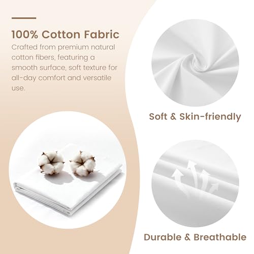 KUUP 100% Cotton Fabric by the Yard, 63" x 2 Yard White Muslin Fabric Cloth - color: White, size: 63-2 Yards
