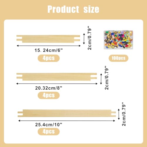 6 Sets 12PCS Wooden Stretcher Bars for Needlework, 3 Size(6 8 10 Inch) - color: natural-6set