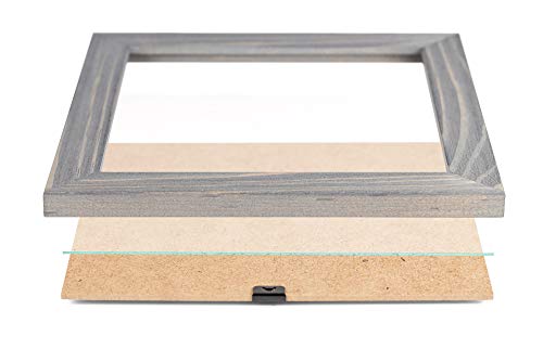 Rustic Wooden Square Picture Frames 8x8 - Set of 2-100% Natural Eco Washed Wood with Real Glass for Wall Mounting and Tabletop Photo Frame - Grey - color: Grey