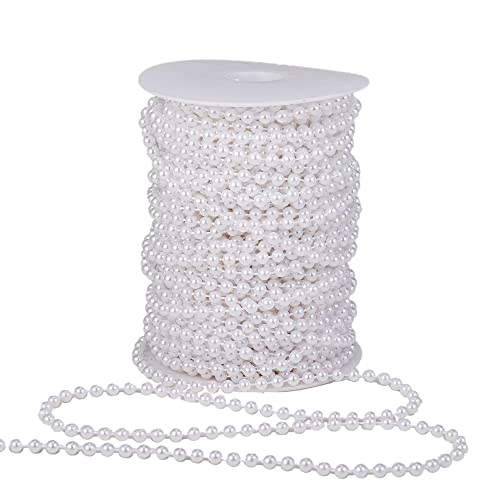 5mm Crafts Faux Pearl Beads Garland Pearl Bead Roll Strand of Pearls to Decorate Floral Centerpieces Wedding Party Favor Christmas Tree(99Feet White) - color: White, size: 5 mm