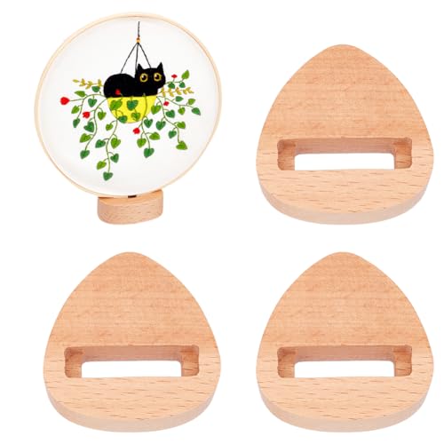 OLYCRAFT 4pcs Embroidery Hoop Display Stand Triangle Wood Base 2.2 x 2.2 Inch Embroidery Hoop Wood Hoop Easels Embroider Hoop Holder Accessories for Embroider Cross Stitch Stand Decor