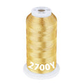 Simthread 2700 Yards Metallic Embroidery Machine Thread - Light Gold MS-001, 40wt High-Sheen King Spool, Smooth Running & Break Resistant for Commercial & Home Embroidery Machines - color: Light Gold MS-001
