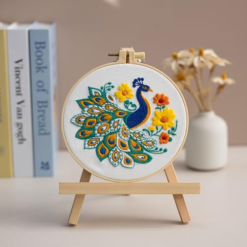 Louise Maelys Embroidery Kit for Beginners Peacock Floral DIY for Adults - color: Peacock Flower