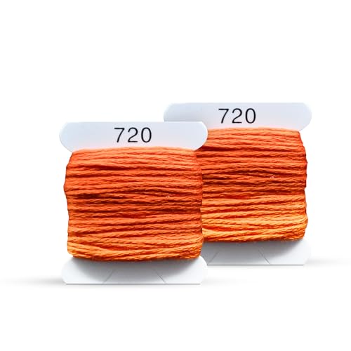 Embroidery Floss Kit and Refills - Cotton Threads - DMC Color Coding for Cross Stitch, String Crafts, Friendship Bracelets - color: 720 Red Orange