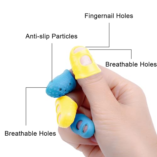 Wisdompro 16 Pcs Finger Tips, 4 Sizes Thimble Fingertip Grips -Aqua, Yellow - color: Aqua & Yellow