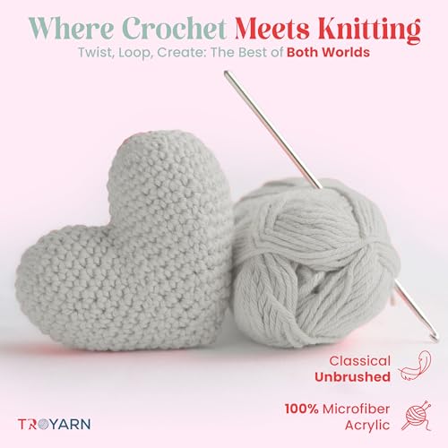 TROYARN Summer (4- Skeins Pack) Silk Effect Hand Knitting Yarn Crochet Art Lace Craft 100% Microfiber Acrylic 4x100 gr (4x383 yds) (105168 - Winter White) - color: 105168 - Winter White, size: 4 Skein