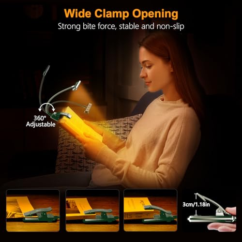 Gritin 19 LED Rechargeable Book Light for Reading in Bed - color: Dark Green