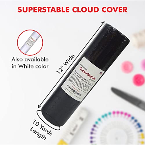 Superpunch Cloud Cover Stitch Embroidery Backing, Black, 12 in x 10 yd - color: Black, size: 12" x 10 yards roll