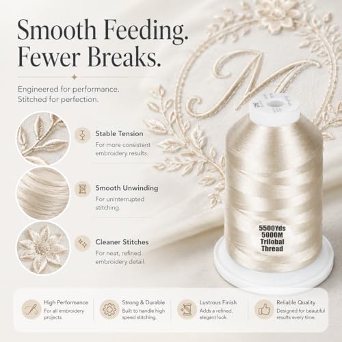 Simthread 5500Yds/5000M 40WT Trilobal Polyester Embroidery Thread Beige 843 - color: Beige-843