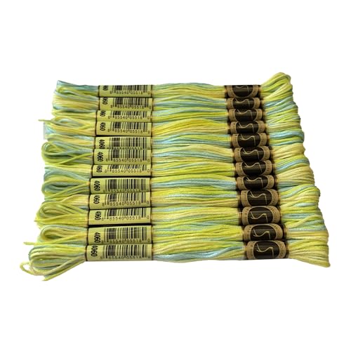 Magical Color Variegated Cross Stitch Thread Color Variations Embroidery Floss Pack, 8.7-Yard, Weeping Willow, Pack of 12 Skeins