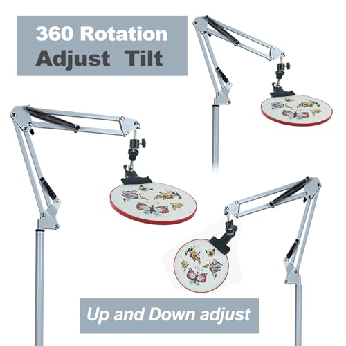 Embroidery Hoop Stand,Rotate Hand Embroidery Floor Stand Embroidery Hoop Holder Stand Can Move Freely Hand Embroidery Stand Floor Cross Stitch Hoop Stand Suitable for - color: White