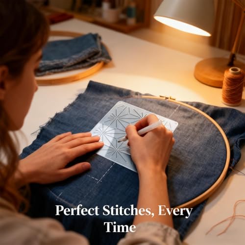 56 Piece Sashiko Stencil Kit 5.1 x 5.1 Inch PET Templates