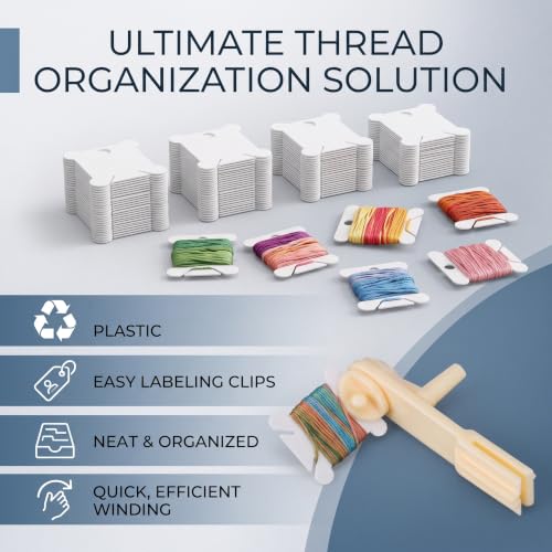 120Pcs Floss Bobbins, Plastic Floss Winding Boards with Floss Winder Embroidery Floss Organizer for Cross Stitch Cotton Thread Craft DIY Sewing Storage
