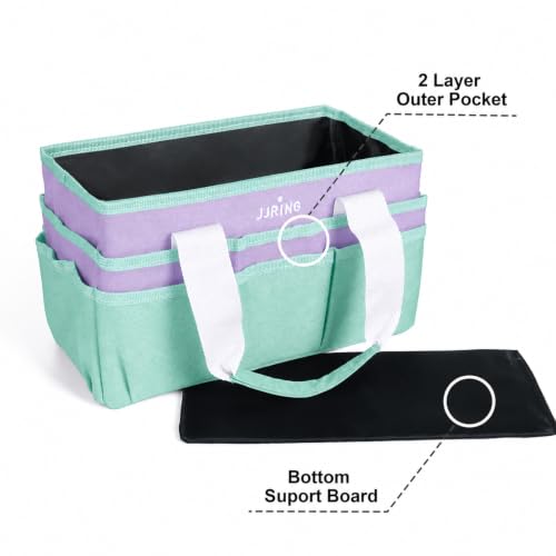 JJRING Craft Organizer Tote Bag Art Storage Caddy Green and Purple - color: Green&Purple, size: Small