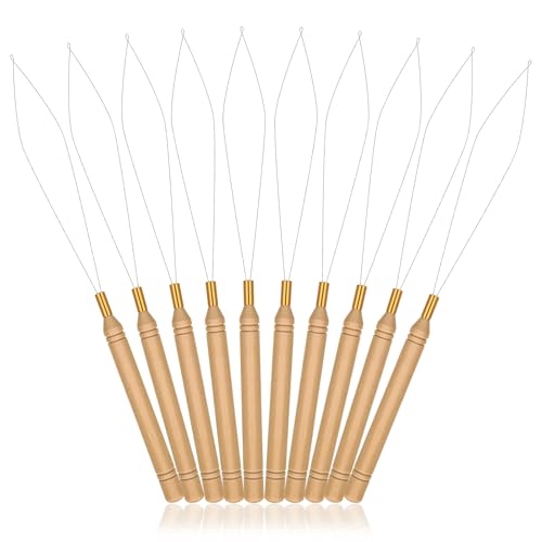 Sibba 10pcs Hair Extension Loop Threader Tools for Link Rings Beads