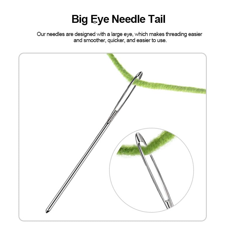 Generic 15PCS Large Eye Sewing Needles, 3 Sizes, Stainless Steel, Silver, Straight, Handmade Yarn Knitting Needles for Hand Sewing Art Crafts