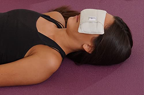 Sacksy Thyme Organic Linen Eye Pillow - Lavender & Flaxseed for Relaxation, Yoga, Stress Relief - Microwavable Heating Pad & Cool Compress - Made in USA - Gifts for Meditation - color: Natural (Lavender)