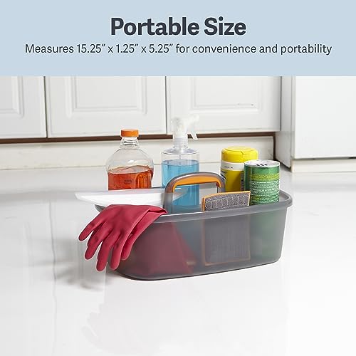 Casabella Cleaning Storage Caddy with Handle Plastic Multipurpose Organizer, Rectangle, 1.85-Gallon, Gray - color: Gray, size: 1.85 Gallon