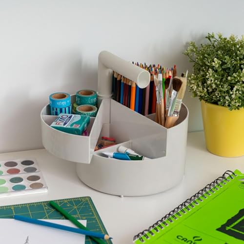 IRIS USA Desk Pencil Organizer |Made in USA| 6 Storage Compartments - Gray - color: Grey