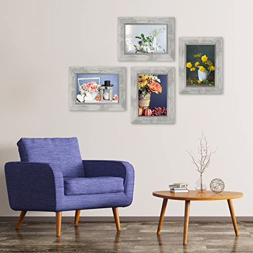 XUANLUO 5x7 Picture Frames Set of 4,Rustic Retro Photo Frame(White) - color: White-4pcs, size: 5 x 7 inch